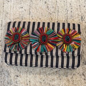 Francesca's Collections Colorful Embellished Striped Clutch